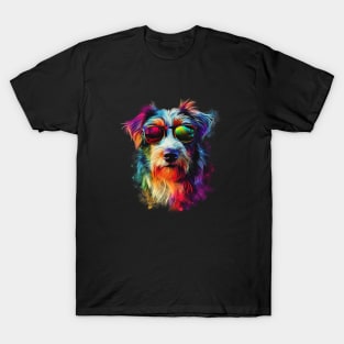 Colourful Cool Golden Doodle Dog with Sunglasses T-Shirt